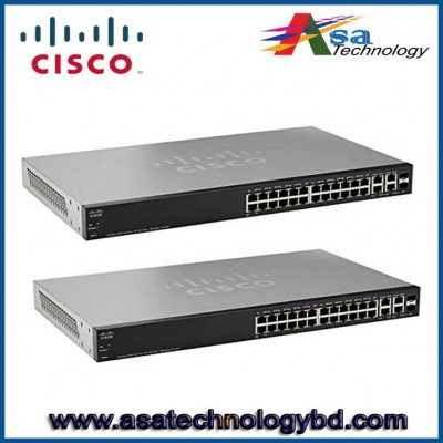 CISCO Network Switch SF300-24PP 24-Port 10/100 PoE+ Managed Switch w/Gig Uplinks (SF300-24PP-K9-NA)