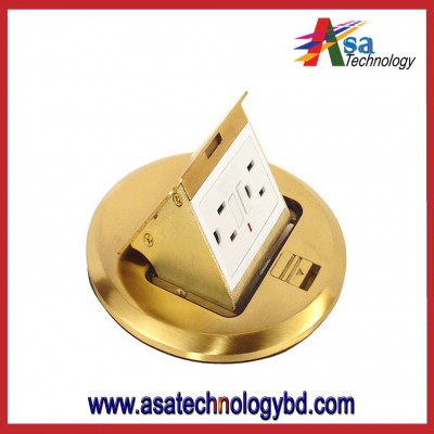 Electrical Floor Box Kit GFCI 20A with Brass Finish