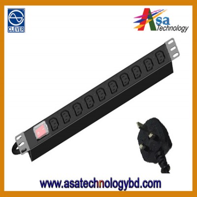 Back to Back PDU 10 Port Rack Mount Clever AUE2250C1-10AMENMB Single IEC320 C13 Socket (Right)[10]