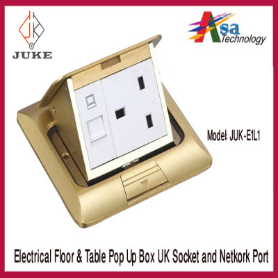 Electrical Table & Floor Pop UP Box 3-Pin Universal Power Socket and 1-Port Network Port
