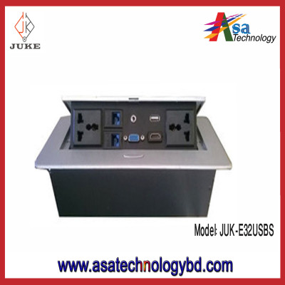Electrical Socket Type:  Electrical Table and Floor Pop Up Box Doble Universal Type Socket, HDMI, VGA, Network Port, Silver color,
